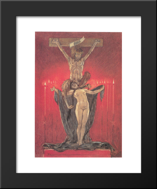The Satanic. Calvary 20x24 Black Modern Wood Framed Art Print Poster by Rops, Felicien