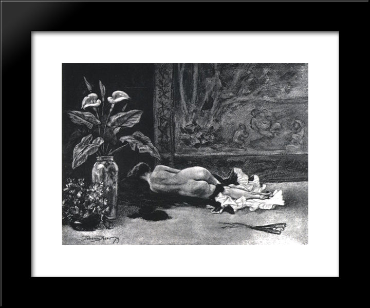 The Siesta 20x24 Black Modern Wood Framed Art Print Poster by Rops, Felicien