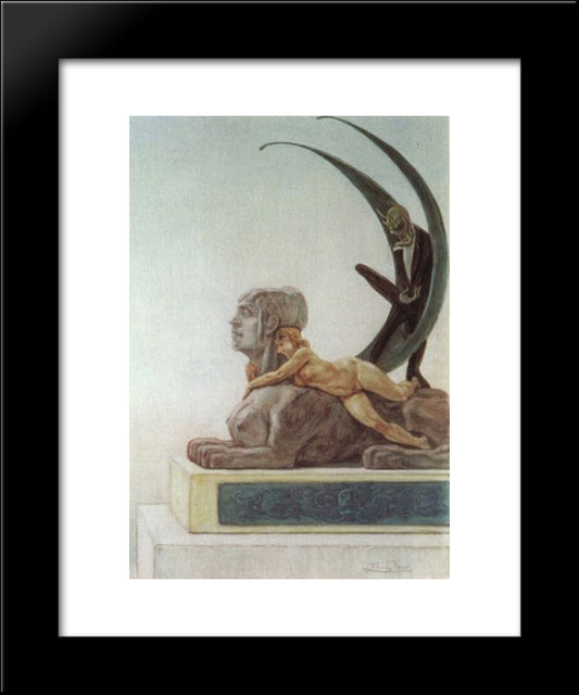 The Sphinx 20x24 Black Modern Wood Framed Art Print Poster by Rops, Felicien