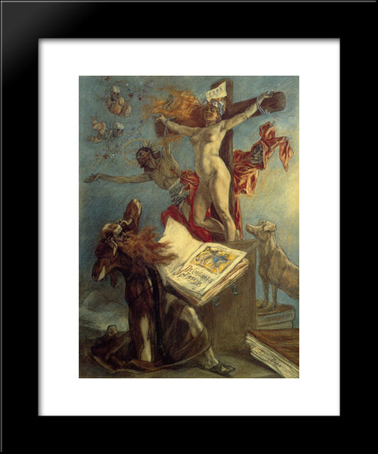 The Temptation Of St. Anthony 20x24 Black Modern Wood Framed Art Print Poster by Rops, Felicien