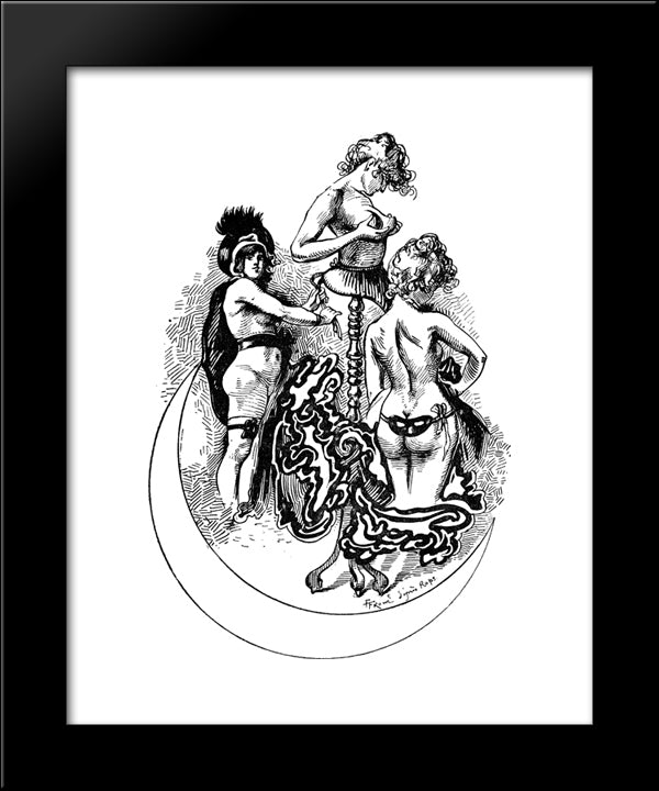 Women 20x24 Black Modern Wood Framed Art Print Poster by Rops, Felicien