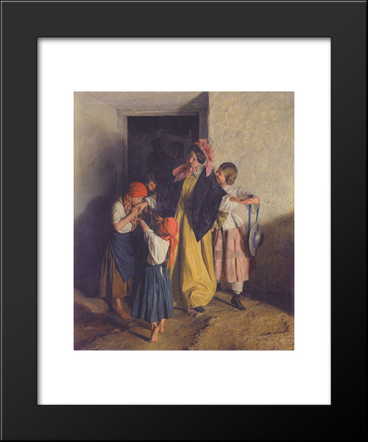 After Confirmation (The Departure Of The Godmother) 20x24 Black Modern Wood Framed Art Print Poster by Waldmuller, Ferdinand Georg