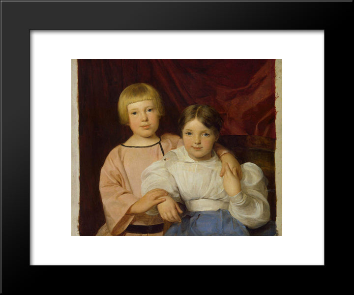 Children 20x24 Black Modern Wood Framed Art Print Poster by Waldmuller, Ferdinand Georg