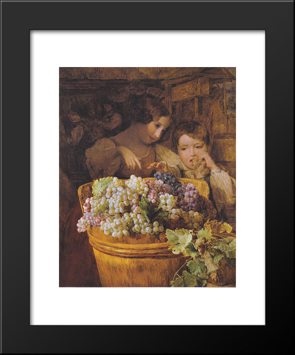 Children In The Press House 20x24 Black Modern Wood Framed Art Print Poster by Waldmuller, Ferdinand Georg