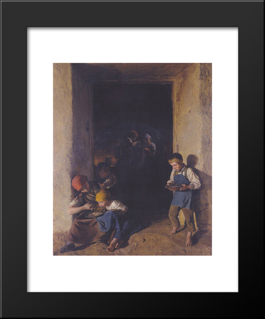 Children Received Their Breakfast 20x24 Black Modern Wood Framed Art Print Poster by Waldmuller, Ferdinand Georg