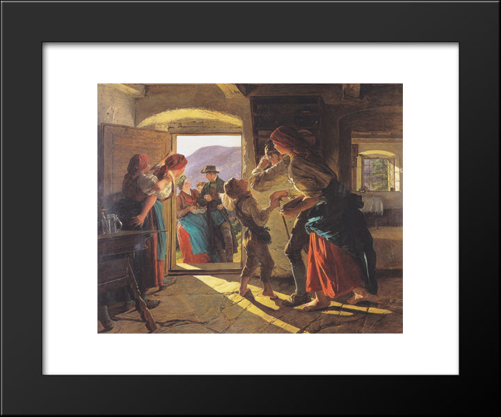 Entrance Og The Newlyweds 20x24 Black Modern Wood Framed Art Print Poster by Waldmuller, Ferdinand Georg