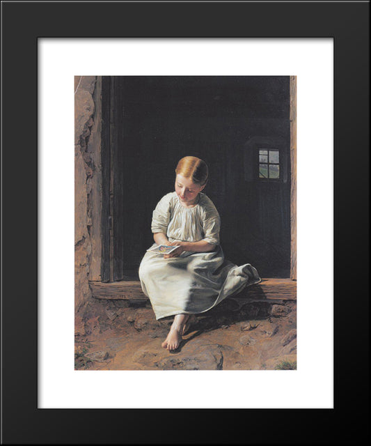 Girl Lost In Contemplation Of An Image Of The Virgin 20x24 Black Modern Wood Framed Art Print Poster by Waldmuller, Ferdinand Georg