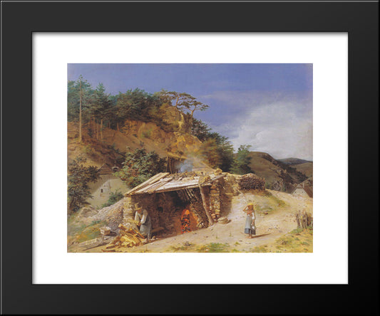 Lime Kiln In The Hinterbruhl 20x24 Black Modern Wood Framed Art Print Poster by Waldmuller, Ferdinand Georg