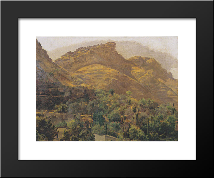 Look To The Mountain Town Of Mola At Taormina 20x24 Black Modern Wood Framed Art Print Poster by Waldmuller, Ferdinand Georg