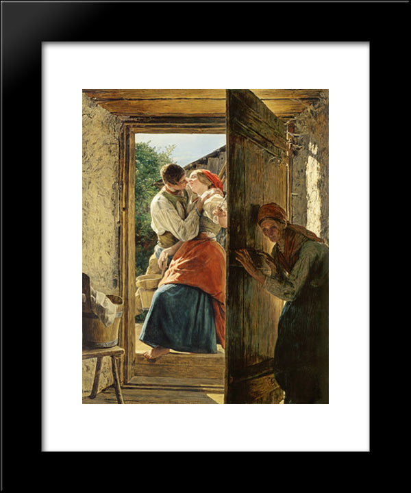 Love Surprise 20x24 Black Modern Wood Framed Art Print Poster by Waldmuller, Ferdinand Georg