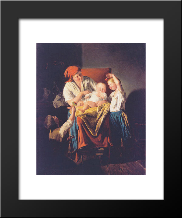 Mothers Joy 20x24 Black Modern Wood Framed Art Print Poster by Waldmuller, Ferdinand Georg