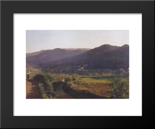 Mountain Landscape With Vineyard 20x24 Black Modern Wood Framed Art Print Poster by Waldmuller, Ferdinand Georg