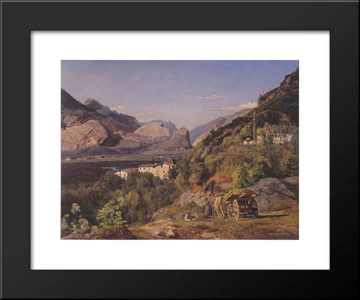 Mountains Of Arco At Riva 20x24 Black Modern Wood Framed Art Print Poster by Waldmuller, Ferdinand Georg