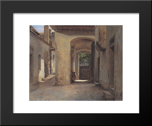 Yard Of The Old, Heumuller, In Vienna 20x24 Black Modern Wood Framed Art Print Poster by Waldmuller, Ferdinand Georg