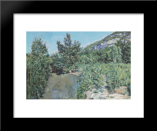 At The Foot Of The Saleve 20x24 Black Modern Wood Framed Art Print Poster by Hodler, Ferdinand