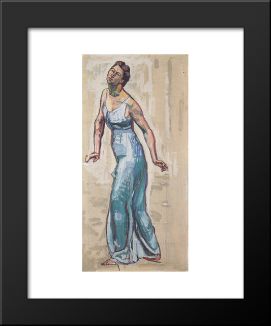 Border Woman Figure In Blue Gwand 20x24 Black Modern Wood Framed Art Print Poster by Hodler, Ferdinand