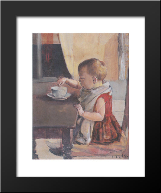 Child By The Table 20x24 Black Modern Wood Framed Art Print Poster by Hodler, Ferdinand