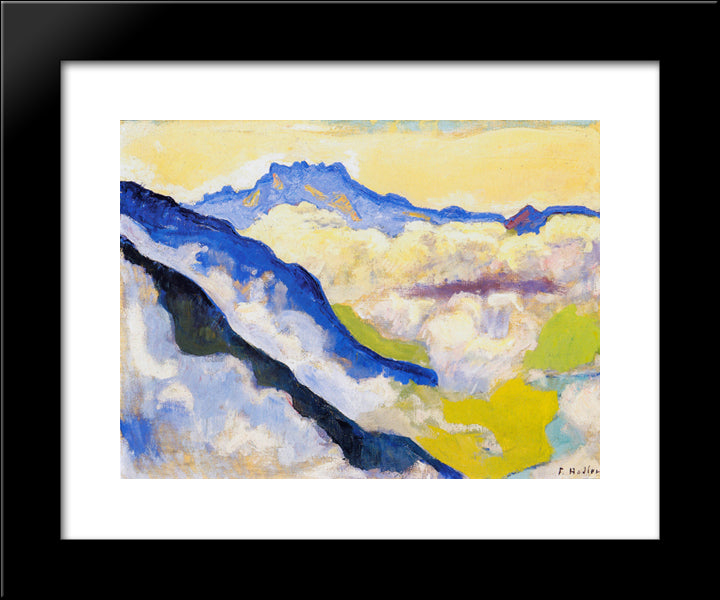 Dents Du Midi In Clouds 20x24 Black Modern Wood Framed Art Print Poster by Hodler, Ferdinand