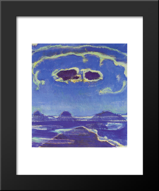 Eiger, Monch And Jungfrau In Moonlight 20x24 Black Modern Wood Framed Art Print Poster by Hodler, Ferdinand