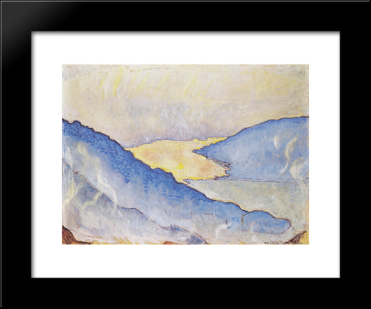 Evening Mist On Lake Thun 20x24 Black Modern Wood Framed Art Print Poster by Hodler, Ferdinand