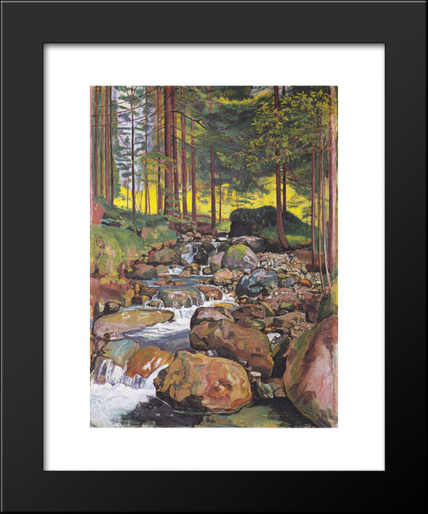 Forest With A Mountain Stream 20x24 Black Modern Wood Framed Art Print Poster by Hodler, Ferdinand