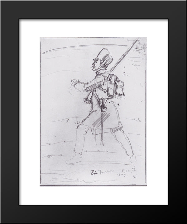 Fusilier Marching To The Left 20x24 Black Modern Wood Framed Art Print Poster by Hodler, Ferdinand