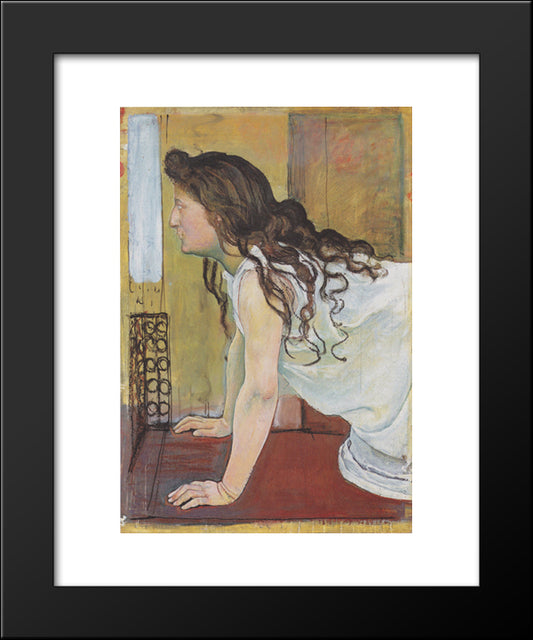 Girl At The Window 20x24 Black Modern Wood Framed Art Print Poster by Hodler, Ferdinand