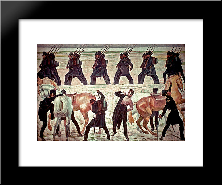 Jena Students Depart For The War Of Liberation, 1813 20x24 Black Modern Wood Framed Art Print Poster by Hodler, Ferdinand