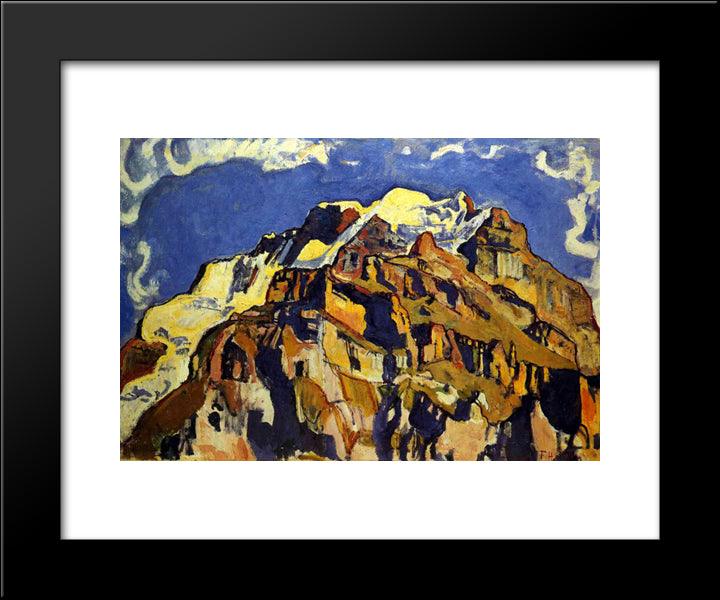 Jungfrau And Silverhorn, As Seen From Murren 20x24 Black Modern Wood Framed Art Print Poster by Hodler, Ferdinand