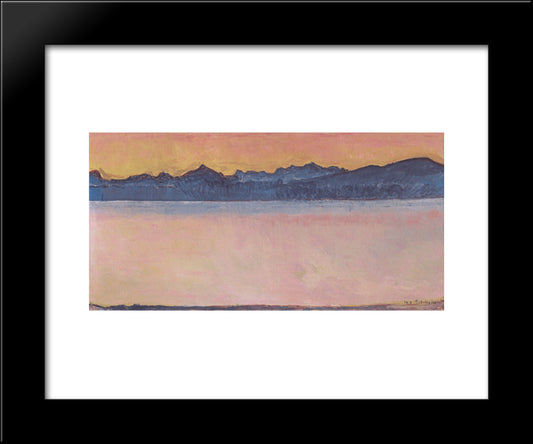 Lake Geneva With Mont Blanc At Dawn 20x24 Black Modern Wood Framed Art Print Poster by Hodler, Ferdinand