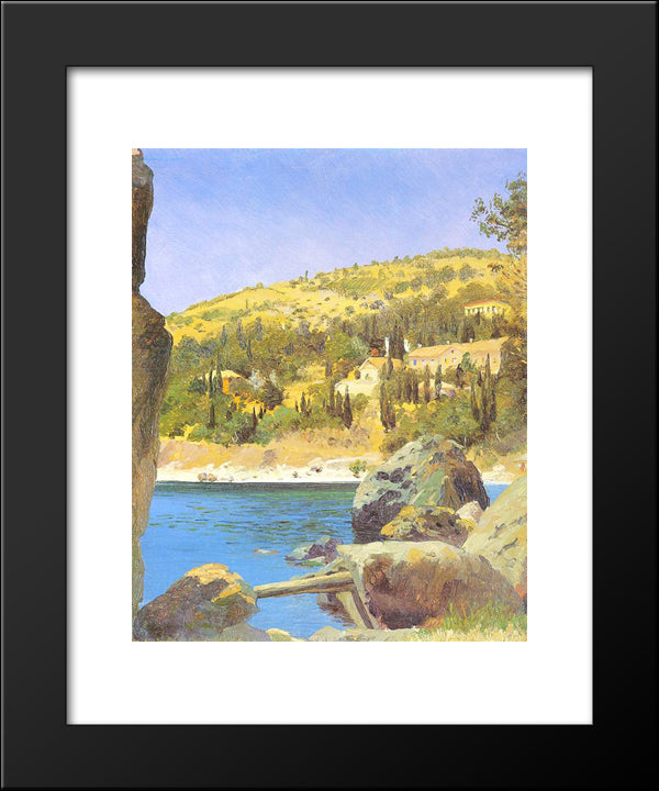 Pejzaz Z Cyprysami 20x24 Black Modern Wood Framed Art Print Poster by Ruszczyc, Ferdynand