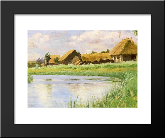 Wies Nad Rzeka 20x24 Black Modern Wood Framed Art Print Poster by Ruszczyc, Ferdynand