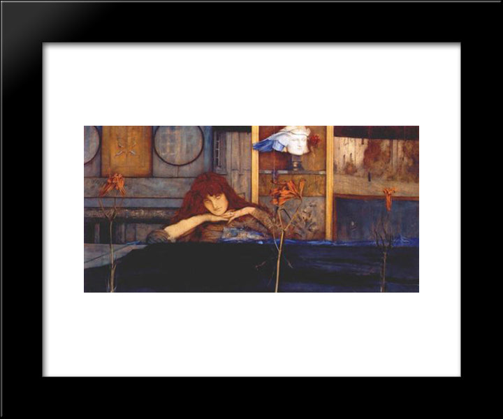 I Lock My Door Upon Myself 20x24 Black Modern Wood Framed Art Print Poster by Khnopff, Fernand