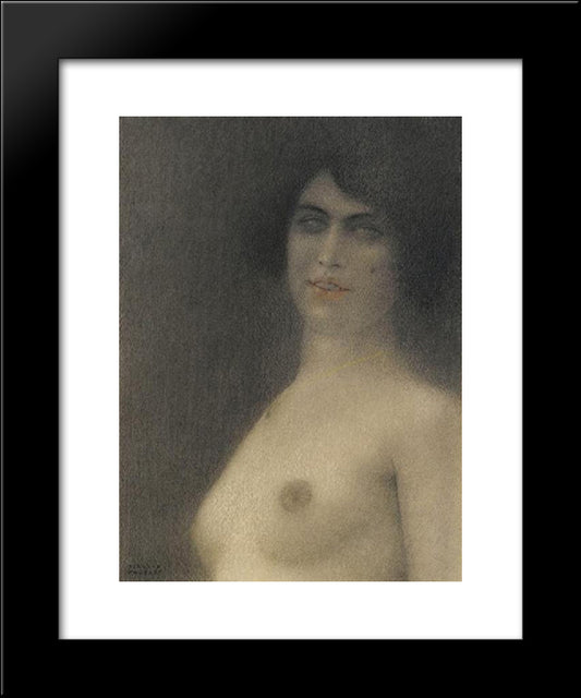 Nu Aux Cheveux Noirs 20x24 Black Modern Wood Framed Art Print Poster by Khnopff, Fernand