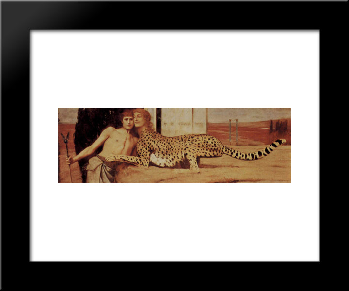 The Sphinx Or The Caresses 20x24 Black Modern Wood Framed Art Print Poster by Khnopff, Fernand