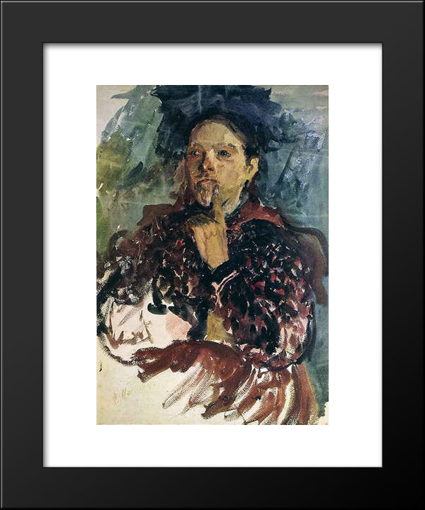 A Peasant Woman 20x24 Black Modern Wood Framed Art Print Poster by Malyavin, Filipp