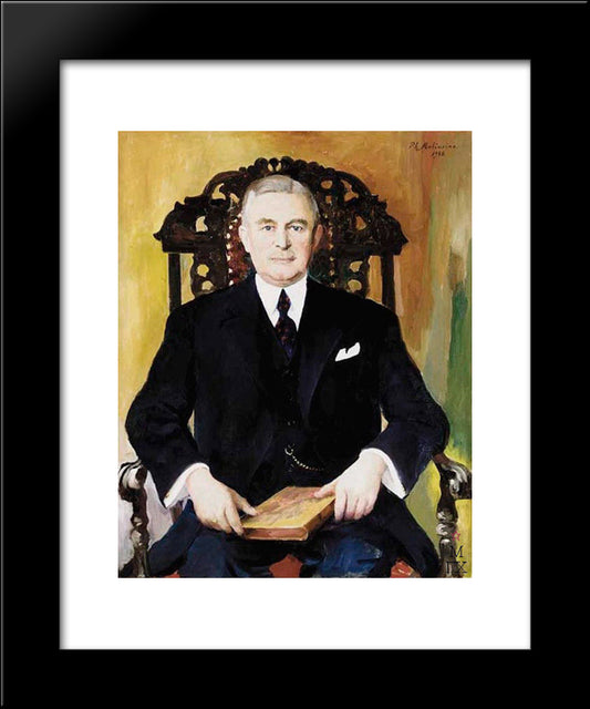 Portrait Of A Man With Book 20x24 Black Modern Wood Framed Art Print Poster by Malyavin, Filipp