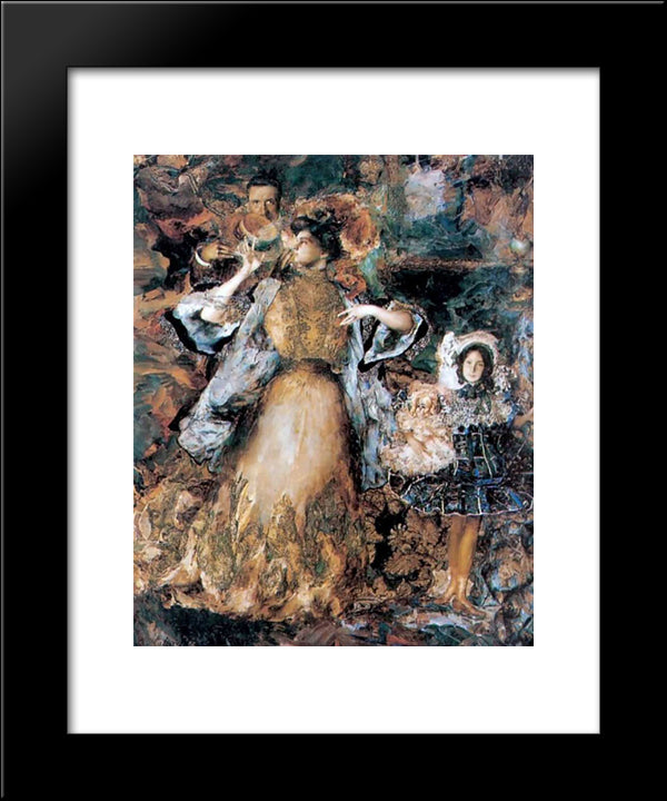 Portrait Of Artist'S Family 20x24 Black Modern Wood Framed Art Print Poster by Malyavin, Filipp