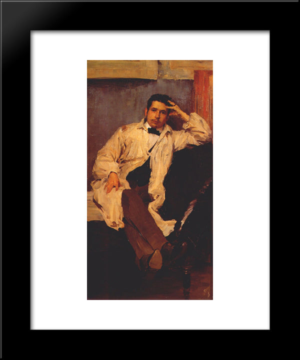 Portrait Of K. A. Somov 20x24 Black Modern Wood Framed Art Print Poster by Malyavin, Filipp