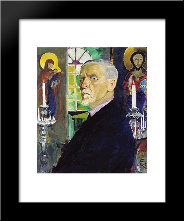 Self-Portrait 20x24 Black Modern Wood Framed Art Print Poster by Malyavin, Filipp