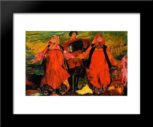 Singing Peasants 20x24 Black Modern Wood Framed Art Print Poster by Malyavin, Filipp