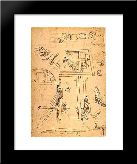 Sketches Of The Machines 20x24 Black Modern Wood Framed Art Print Poster by Brunelleschi, Filippo