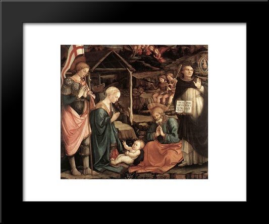 Adoration Of The Child With Saints 20x24 Black Modern Wood Framed Art Print Poster by Lippi, Filippo