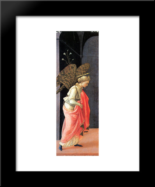 Annunciation, Left Wing 20x24 Black Modern Wood Framed Art Print Poster by Lippi, Filippo