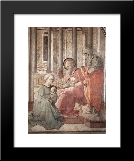 Birth And Naming St. John (Detail) 20x24 Black Modern Wood Framed Art Print Poster by Lippi, Filippo