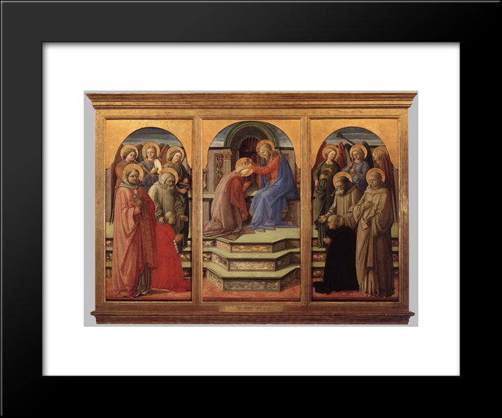 Coronation Of The Virgin 20x24 Black Modern Wood Framed Art Print Poster by Lippi, Filippo