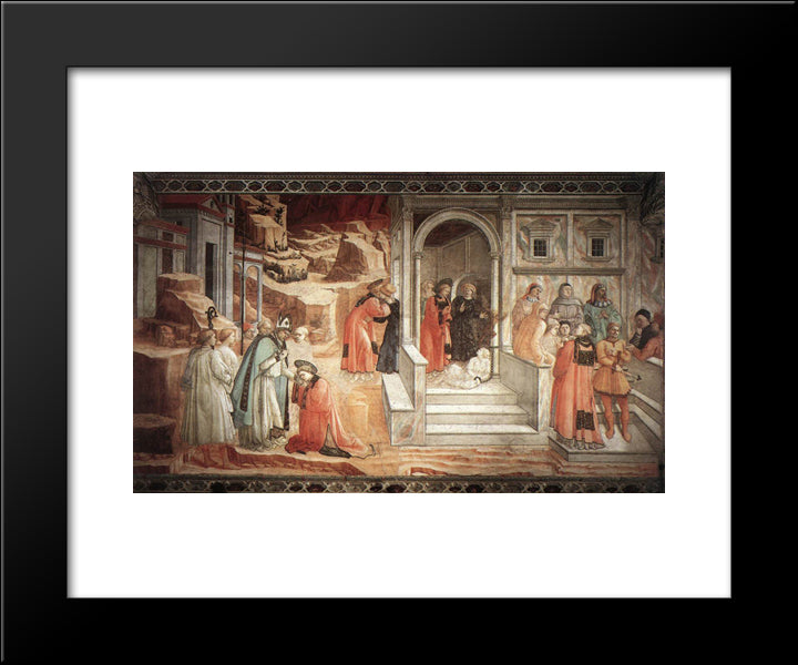 Disputation In The Synagogue 20x24 Black Modern Wood Framed Art Print Poster by Lippi, Filippo