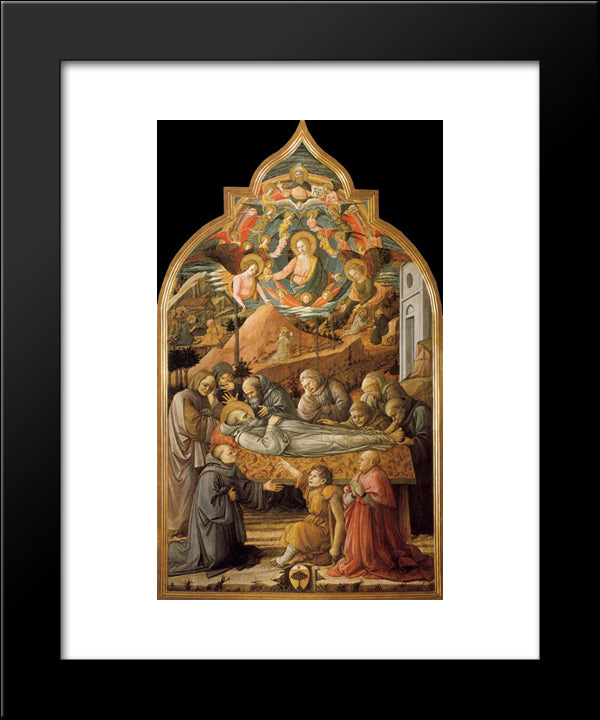 Funeral Of St. Jerome 20x24 Black Modern Wood Framed Art Print Poster by Lippi, Filippo