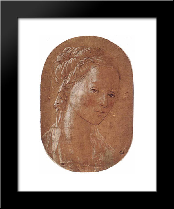 Head Of A Woman 20x24 Black Modern Wood Framed Art Print Poster by Lippi, Filippo