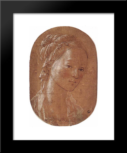 Head Of A Woman 20x24 Black Modern Wood Framed Art Print Poster by Lippi, Filippo